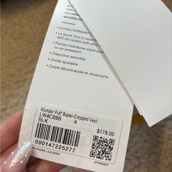 Lululemon Wunder Puff Super Cropped Vest - Picture 2 of 4